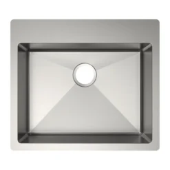 Elkay Crosstown 25" Dual Mount Stainless Steel ADA Kitchen Sink, Polished Satin, No Faucet Hole, ECTSRAD2522600