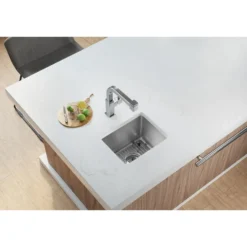 Elkay Crosstown 15" Stainless Steel Bar Sink Kit, Polished Satin, 1 Faucet Hole, ECTSR15159TBG1