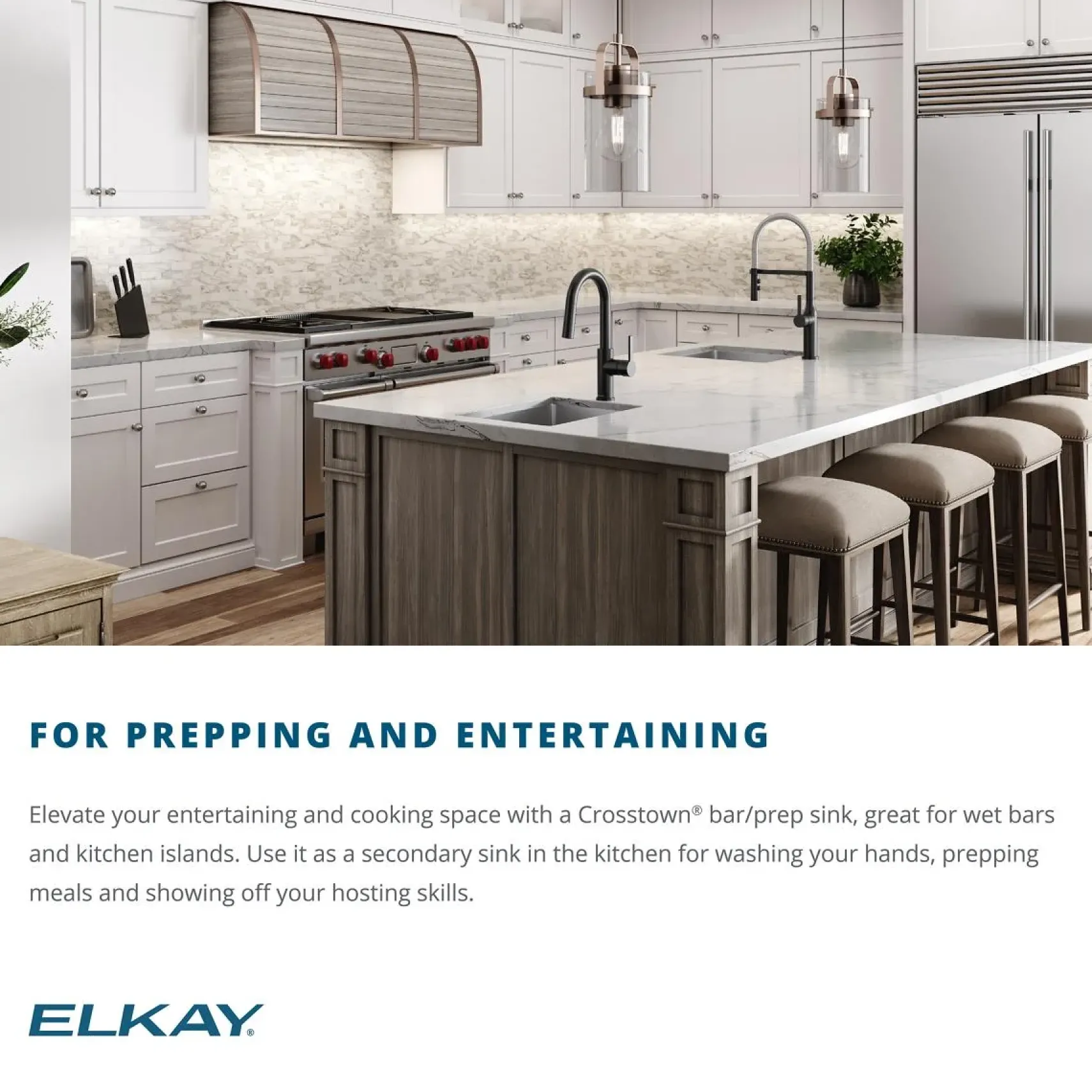 Elkay Crosstown 15" Stainless Steel Bar Sink Kit, Polished Satin, 1 Faucet Hole, ECTSR15159TBG1