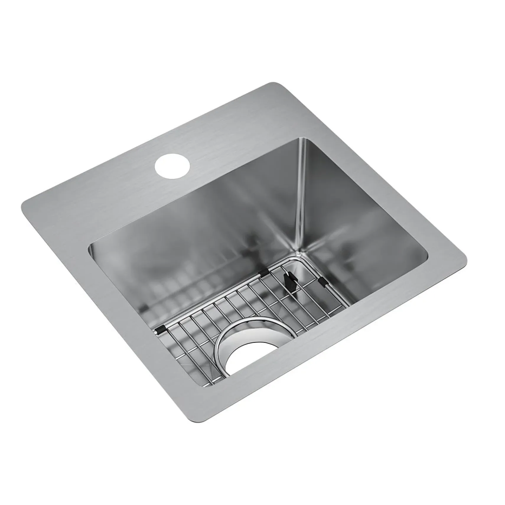 Elkay Crosstown 15" Stainless Steel Bar Sink Kit, Polished Satin, 1 Faucet Hole, ECTSR15159TBG1