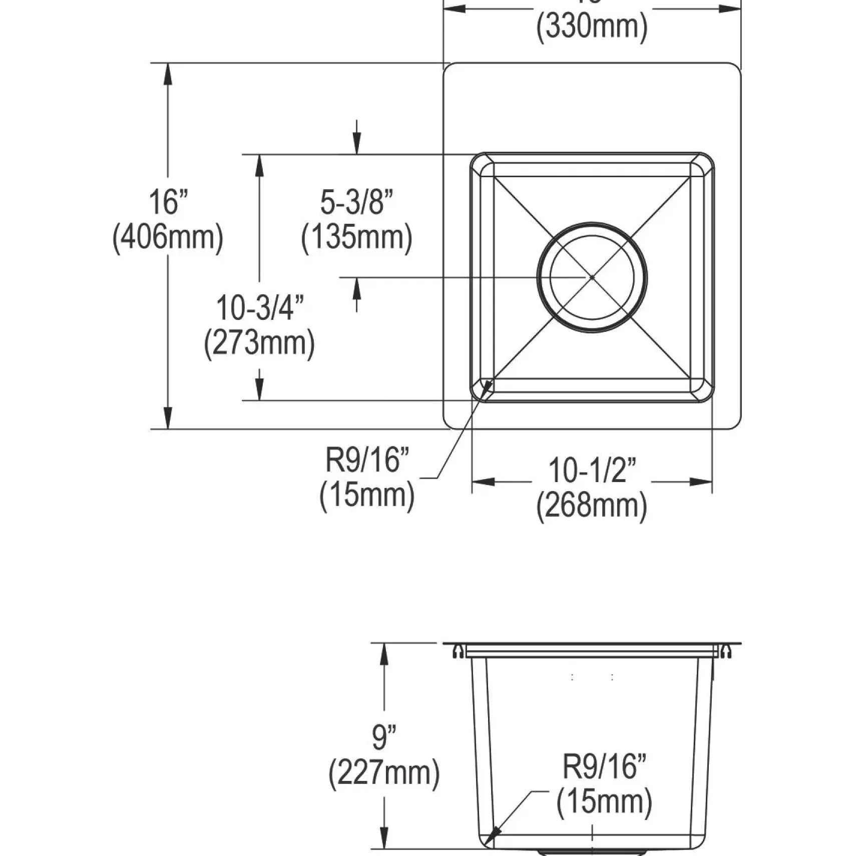 Elkay Crosstown 13" Stainless Steel Bar Sink Kit, Polished Satin, ECTSR13169TBG3