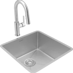 Elkay Crosstown 19" Undermount Stainless Steel Kitchen Sink with Faucet, Polished Satin, 18 Gauge, ECTRU17179TFCC