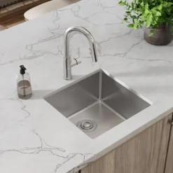Elkay Crosstown 19" Undermount Stainless Steel Kitchen Sink with Faucet, Polished Satin, 18 Gauge, ECTRU17179TFCC