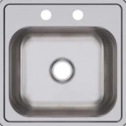 Elkay Dayton 15" Stainless Steel Bar Sink, Satin, 2 Faucet Holes, D115152
