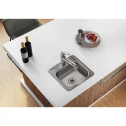 Elkay Dayton 15" Stainless Steel Bar Sink, Satin, 2 Faucet Holes, D115152