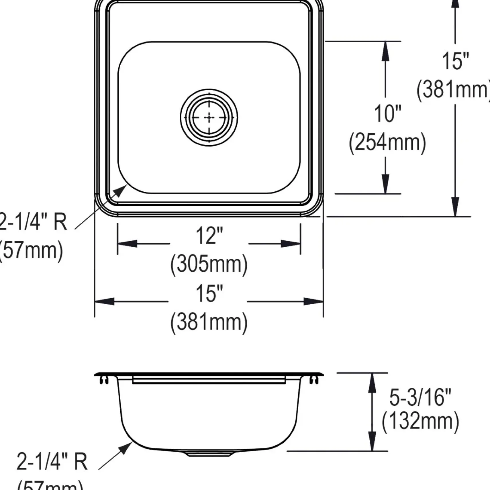Elkay Dayton 15" Stainless Steel Bar Sink, Satin, 2 Faucet Holes, D115152