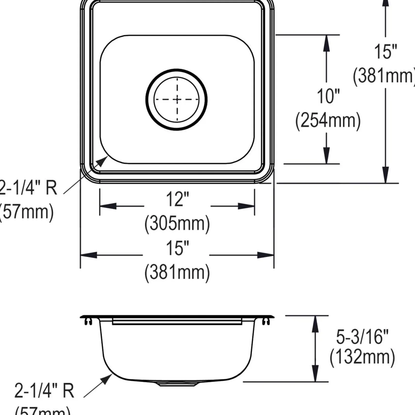 Elkay Dayton 15" Stainless Steel Bar Sink, Satin, 3 Faucet Hole, D115163
