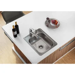 Elkay Dayton 17" Stainless Steel Bar Sink, Satin, 3 Faucet Hole, D117213