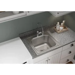Elkay Dayton 20" Stainless Steel Laundry Sink, Premium Highlighted Satin, 3 Faucet Hole, DPC12020103