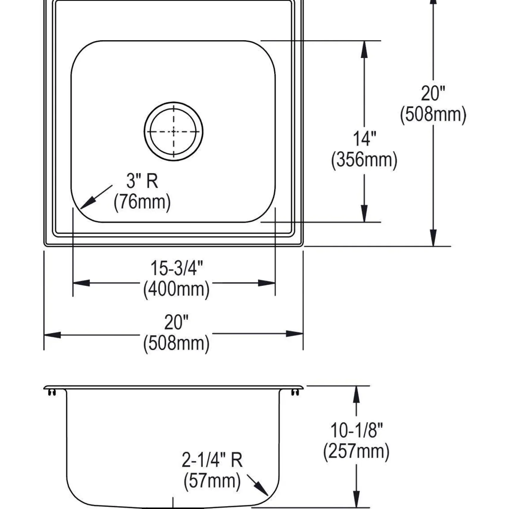 Elkay Dayton 20" Stainless Steel Laundry Sink, Premium Highlighted Satin, 3 Faucet Hole, DPC12020103