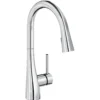 Elkay Forward Only Lever Handle Pull-down Spray Spout Brass ADA Kitchen Faucet, Chrome, LKGT4083CR
