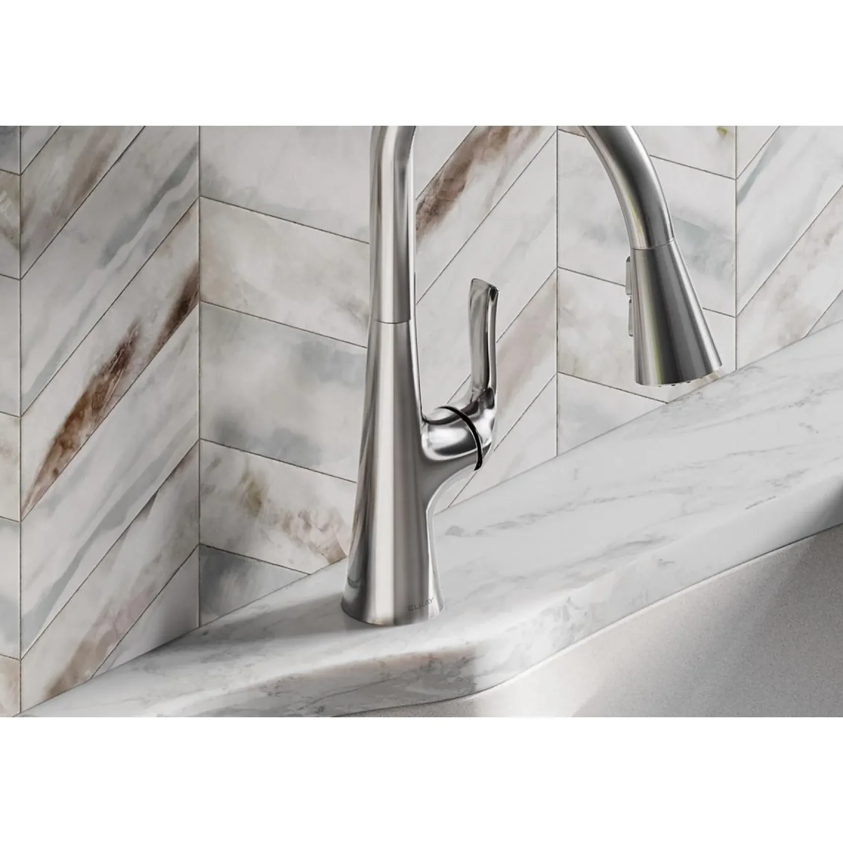 Elkay Harmony Forward Only Lever Handle Pull-down Spray Spout Brass ADA Kitchen Faucet, Chrome, LKHA1041CR
