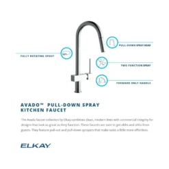 Elkay LKAV1031NK Avado Single Hole Kitchen Faucet with Pull-down Spray and Lever Handle Brushed Nickel