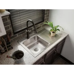 Elkay LKEC2031AS Explore Single Hole Kitchen Faucet with Pull-down Spray and Forward Only Lever Handle Antique Steel