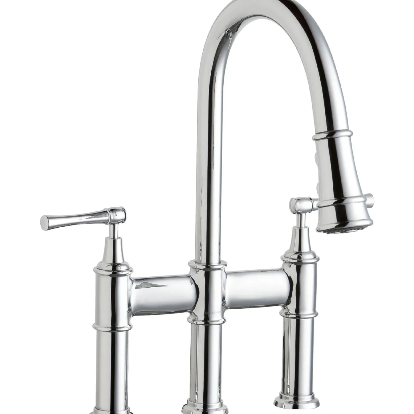 Elkay LKEC2037CR Explore Three Hole Bridge Faucet with Pull-down Spray and Lever Handles Chrome