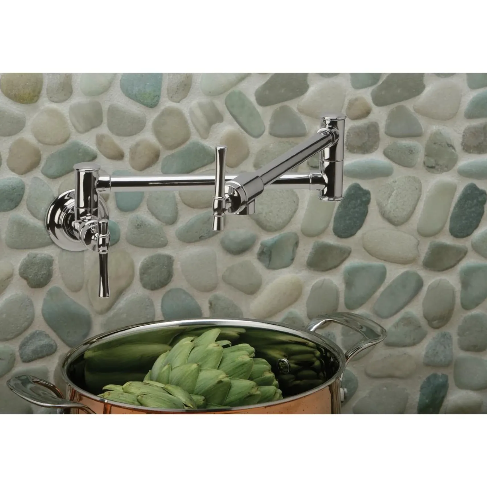 Elkay LKEC2091CR Explore Wall Mount Single Hole Pot Filler Kitchen Faucet with Lever Handles Chrome