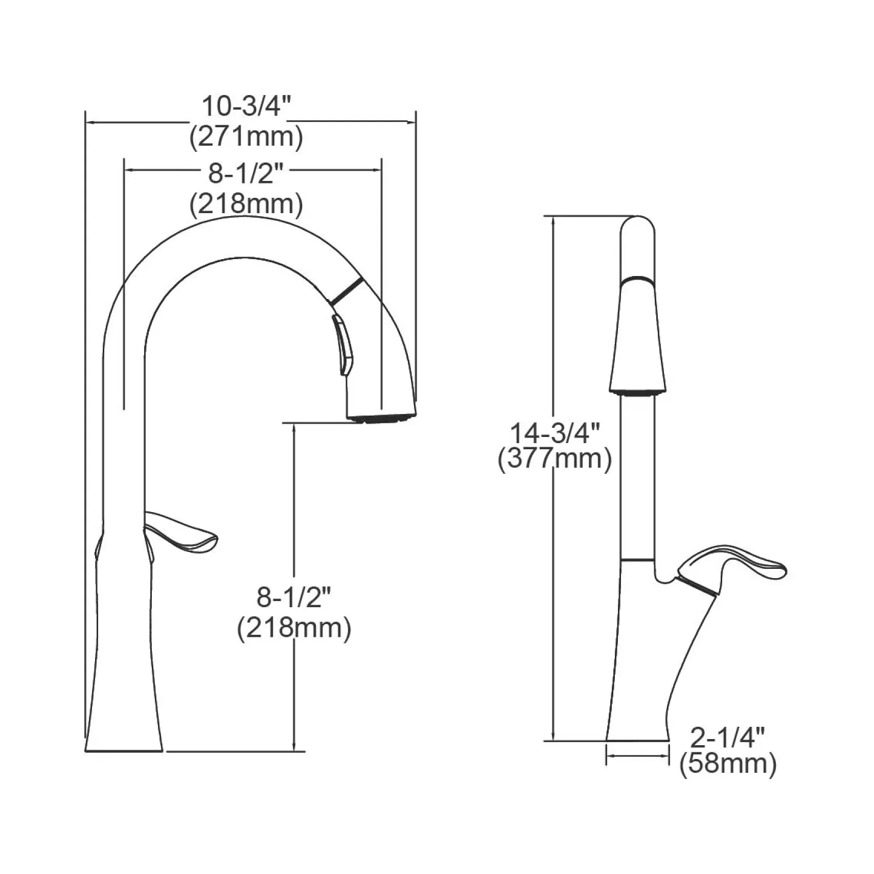 Elkay LKHA4031AS Harmony Single Hole Kitchen Faucet with Pull-down Spray and Forward Only Lever Handle Antique Steel