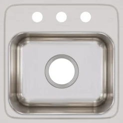 Elkay Lustertone 15" Stainless Steel Bar Sink, Lustrous Satin, 3 Faucet Holes, BLR15163