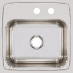 Elkay Lustertone 15" Stainless Steel Bar Sink, Lustrous Satin, 2 Faucet Holes, BLR15MR2