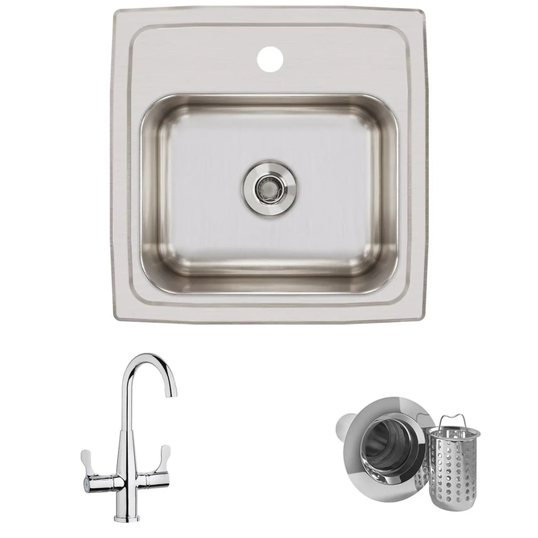 Elkay Lustertone 15" Stainless Steel Bar Sink Kit, Lustrous Satin, 1 Faucet Hole, BLR150C