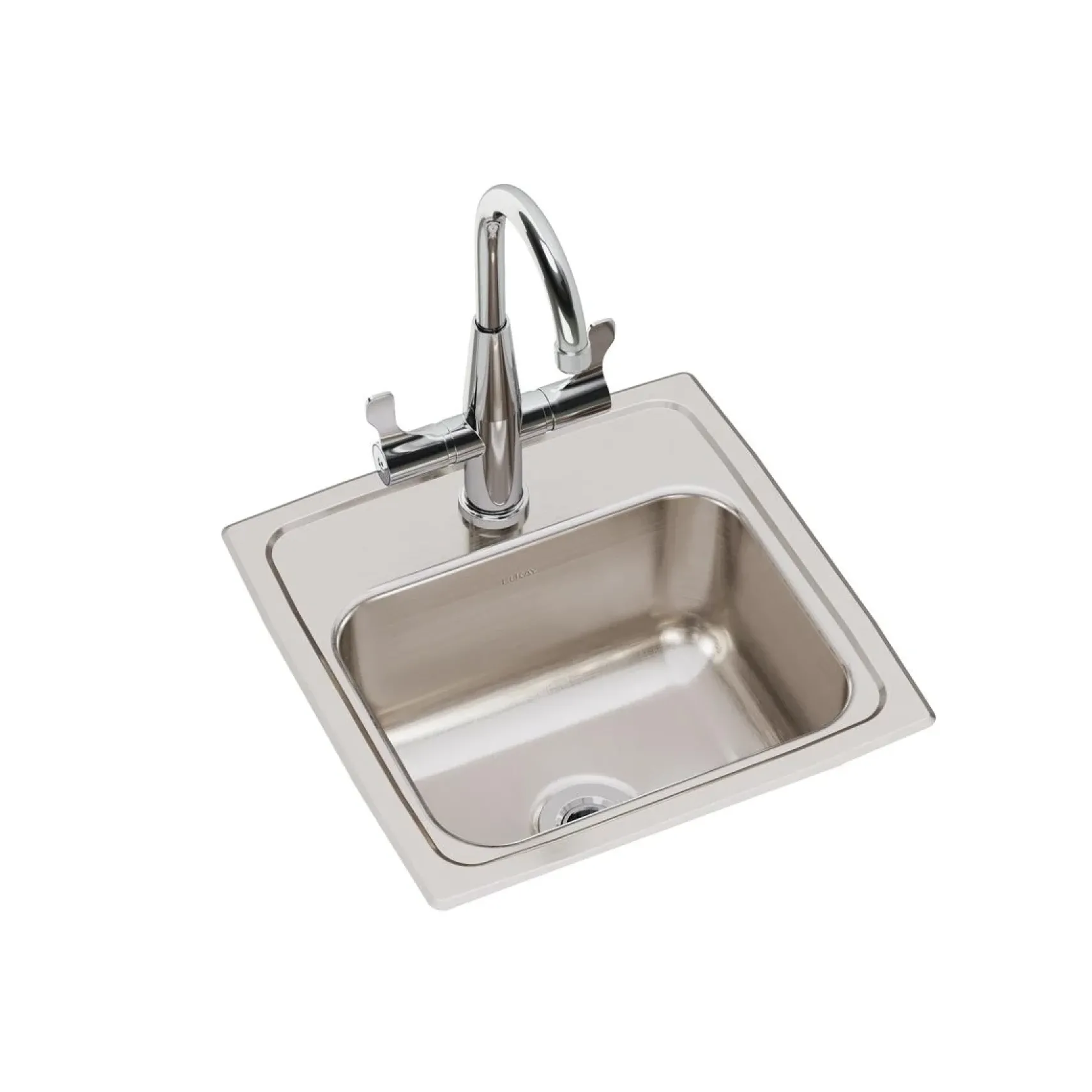 Elkay Lustertone 15" Stainless Steel Bar Sink Kit, Lustrous Satin, 1 Faucet Hole, BLR150C