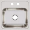 Elkay Lustertone 15" Stainless Steel Bar Sink, Lustrous Satin, 2 Faucet Holes, BLR15602