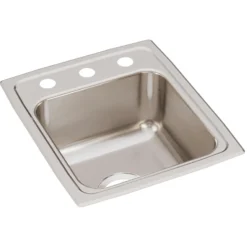 Elkay Lustertone Classic 15" Rectangular Stainless Steel Bar/Prep Sink, 3 Faucet Holes, LRQ15173