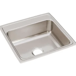 Elkay Lustertone Classic 22" Drop In/Topmount Stainless Steel Kitchen Sink, Lustrous Satin, No Faucet Hole, LR22220