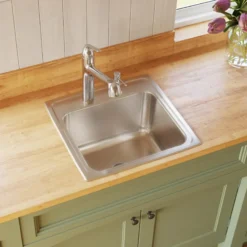 Elkay Lustertone Classic 20" Drop In/Topmount Stainless Steel Laundry/Utility Sink, Lustrous Satin, 3 Faucet Holes, DLR191910PD3