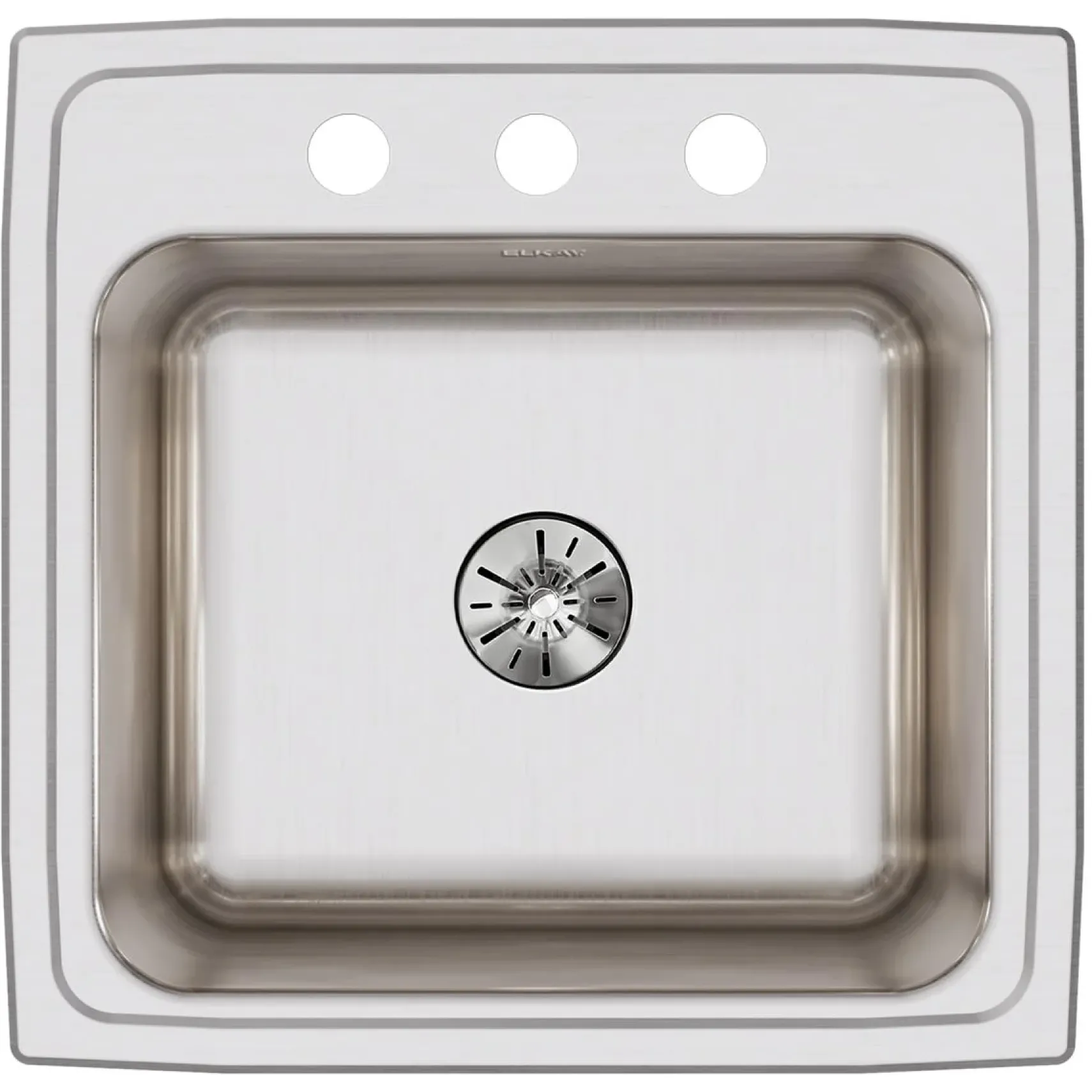 Elkay Lustertone Classic 20" Drop In/Topmount Stainless Steel Laundry/Utility Sink, Lustrous Satin, 3 Faucet Holes, DLR191910PD3