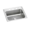Elkay Lustertone Classic 25" Drop In/Topmount Stainless Steel Kitchen Sink, Lustrous Satin, 2 Faucet Holes, Perfect Drain, LR2521PD2