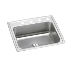 Elkay Lustertone Classic 25" Drop In/Topmount Stainless Steel Kitchen Sink, Lustrous Satin, 2 Faucet Holes, Perfect Drain, LR2521PD2