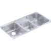 Elkay Lustertone Classic 43" Drop In/Topmount Stainless Steel Kitchen Sink, 40/20/40 Triple Bowl, Lustrous Satin, No Faucet Hole, LCR43220