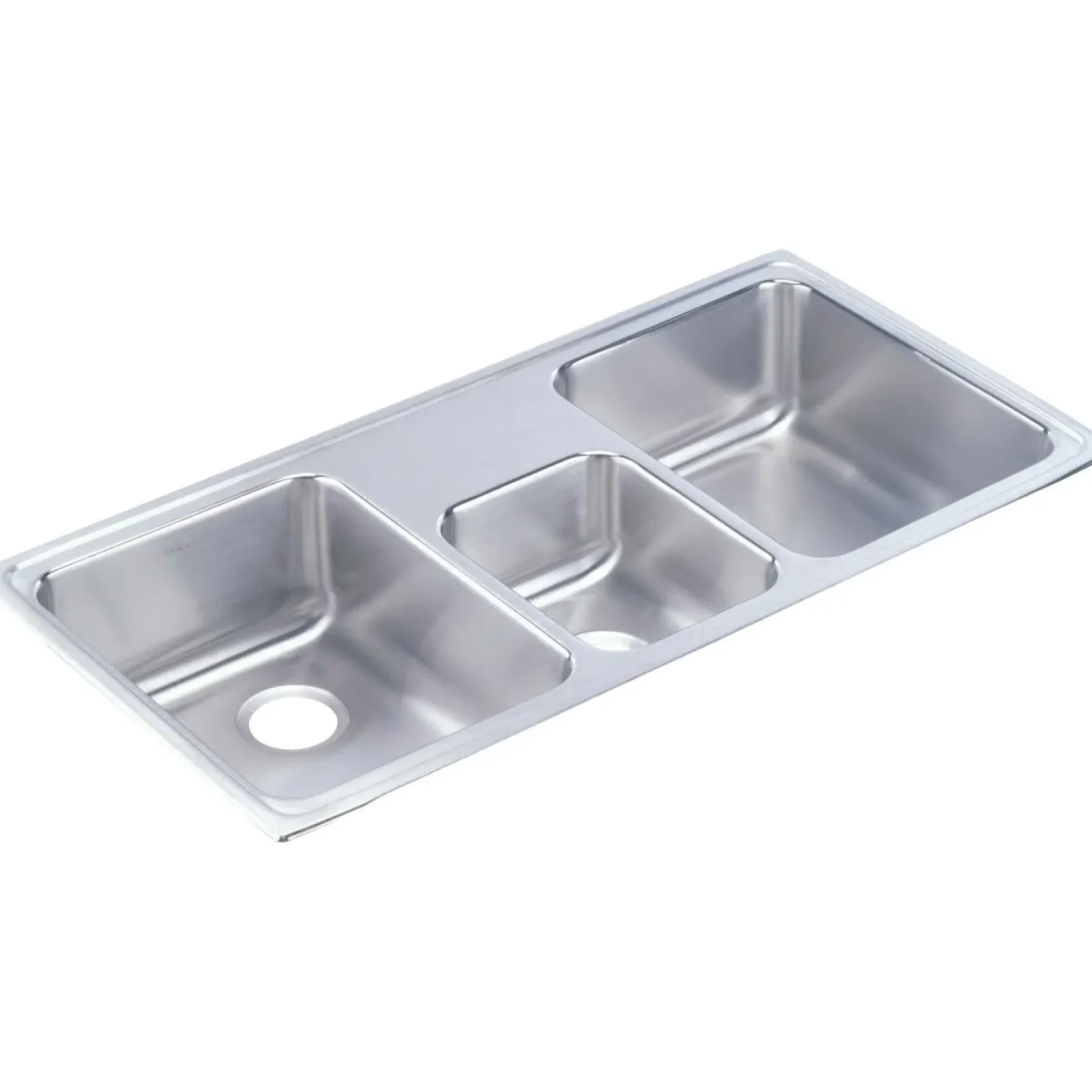 Elkay Lustertone Classic 43" Drop In/Topmount Stainless Steel Kitchen Sink, 40/20/40 Triple Bowl, Lustrous Satin, No Faucet Hole, LCR43220