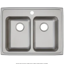 Elkay Lustertone Classic 29" Drop In/Topmount Stainless Steel ADA Kitchen Sink, 50/50 Double Bowl, Lustrous Satin, No Faucet Hole, LRAD2922550