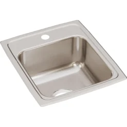 Elkay Lustertone Classic 15" Rectangular Stainless Steel Bar/Prep Sink, 1 Faucet Hole, LRQ15171