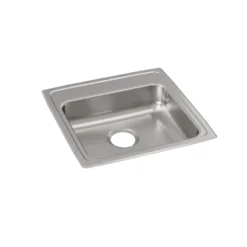 Elkay Lustertone Classic 20" Drop In/Topmount Stainless Steel ADA Kitchen Sink, Lustrous Satin, No Faucet Hole, LRAD1919500
