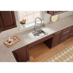 Elkay Lustertone Classic 20" Drop In/Topmount Stainless Steel ADA Kitchen Sink, Lustrous Satin, No Faucet Hole, LRAD1919500