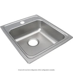 Elkay Lustertone Classic 17" Drop In/Topmount Stainless Steel ADA Kitchen Sink, Lustrous Satin, 2 Faucet Holes, LRAD1720552