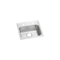 Elkay Lustertone Classic 20" Drop In/Topmount Stainless Steel ADA Kitchen Sink, Lustrous Satin, 3 Faucet Holes, LRAD1919453