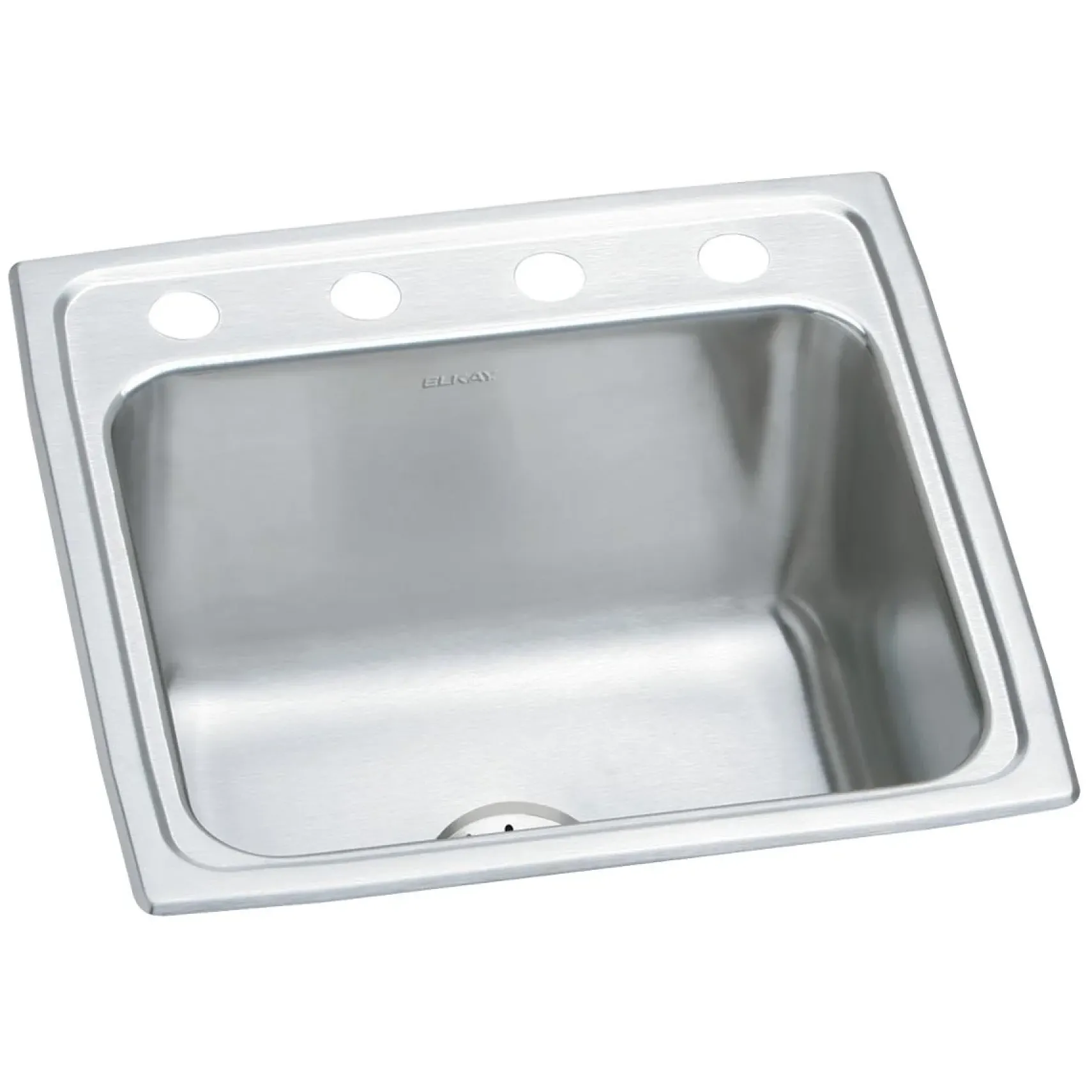 Elkay Lustertone Classic 20" Drop In/Topmount Stainless Steel Laundry/Utility Sink, Lustrous Satin, OS4 Faucet Holes, DLR191910PDOS4