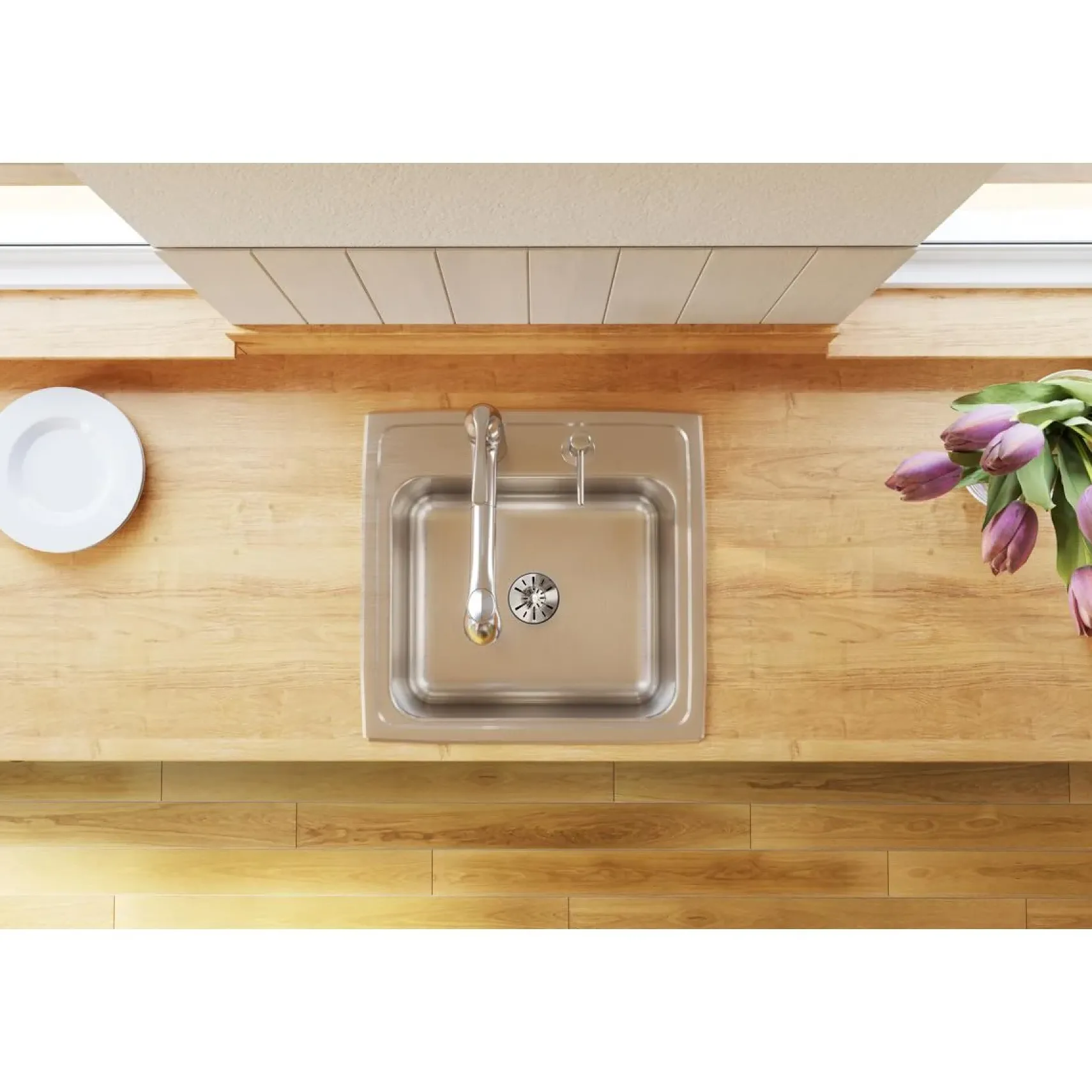 Elkay Lustertone Classic 20" Drop In/Topmount Stainless Steel Laundry/Utility Sink, Lustrous Satin, OS4 Faucet Holes, DLR191910PDOS4