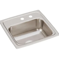 Elkay Lustertone Classic 15" Rectangular Stainless Steel ADA Bar/Prep Sink, Lustrous Satin, MR2 Faucet Holes, BLR1560MR2