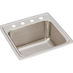 Elkay Lustertone Classic 20" Drop In/Topmount Stainless Steel Laundry/Utility Sink, Lustrous Satin, OS4 Faucet Holes, DLR191910OS4
