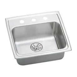 Elkay Lustertone Classic 20" Drop In/Topmount Stainless Steel ADA Kitchen Sink, Lustrous Satin, 1 Faucet Hole, Perfect Drain, LRADQ191965PD1