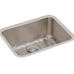 Elkay Lustertone Classic 24" Undermount Stainless Steel Kitchen Sink Kit, Lustrous Satin, 18 Gauge, ELUH211510DBG