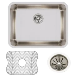 Elkay Lustertone Classic 24" Undermount Stainless Steel Kitchen Sink Kit, Lustrous Satin, 18 Gauge, ELUH211510DBG