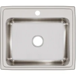 Elkay Lustertone Classic 25" Drop In/Topmount Stainless Steel Kitchen Sink, 1 Faucet Hole, LRQ25211