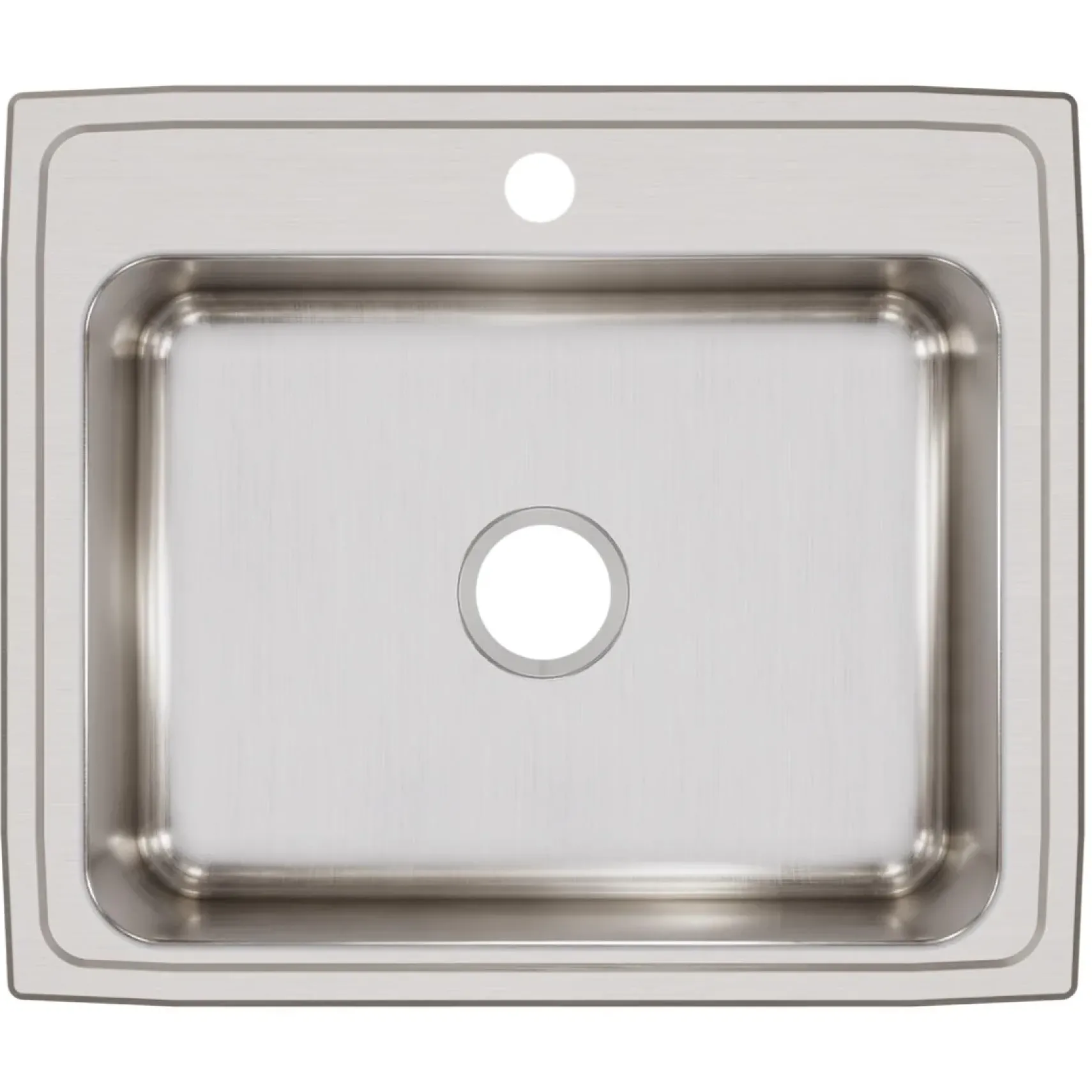 Elkay Lustertone Classic 25" Drop In/Topmount Stainless Steel Kitchen Sink, 1 Faucet Hole, LRQ25211