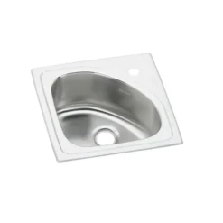 Elkay Lustertone Classic 15" D-Shape Stainless Steel ADA Bar/Prep Sink, Lustrous Satin, 1 Faucet Hole, BLGR15151